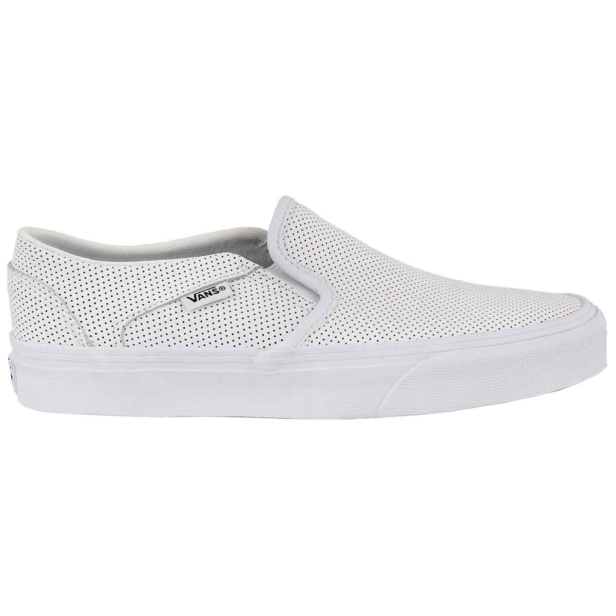 perf leather slip on vans white