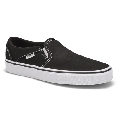 Vans Women's Asher Slip On Sneaker - Black/Wh | SoftMoc.com