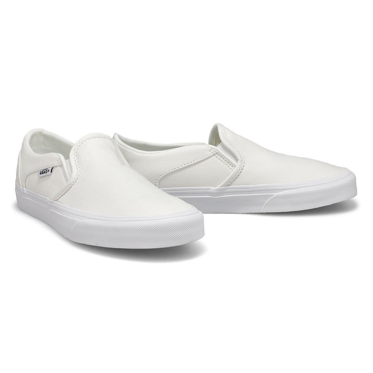 Vans Women's Asher Slip On Sneaker - White/Wh | SoftMoc.com