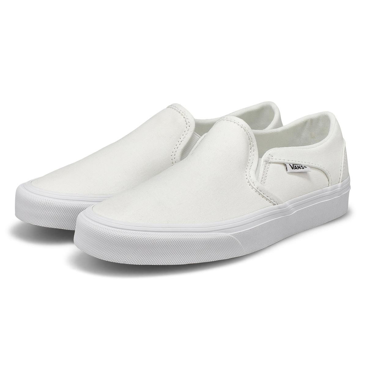 Vans Women's Asher Slip On Sneaker - White/Wh | SoftMoc.com