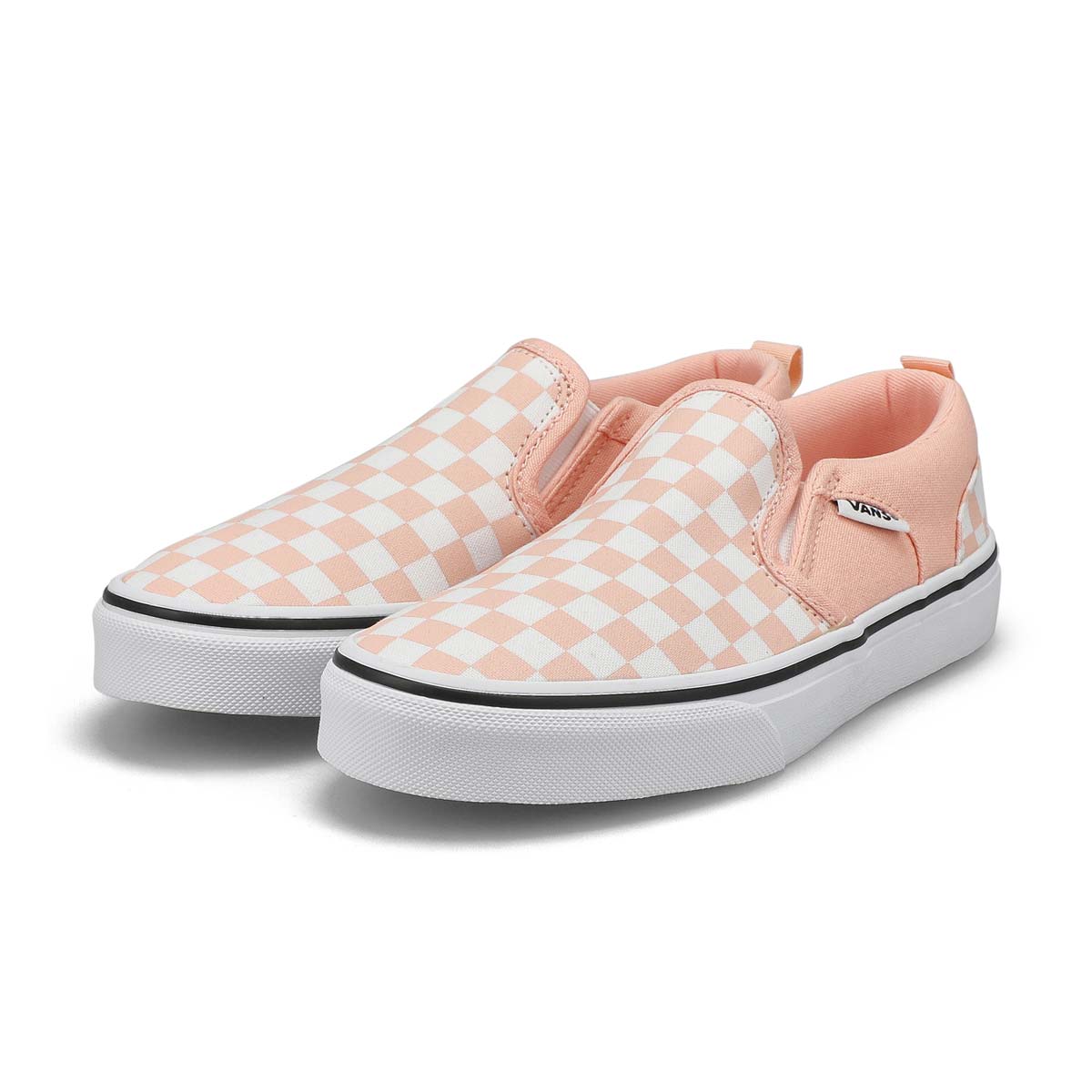 Vans Girls' Asher Checkerboard Sneaker - Peac | SoftMoc.com