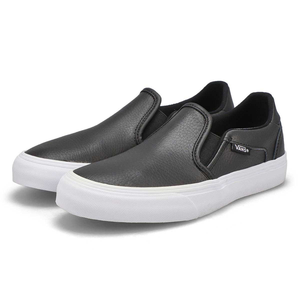 Vans Women's Asher Deluxe Sneaker - Black/Whi | SoftMoc.com