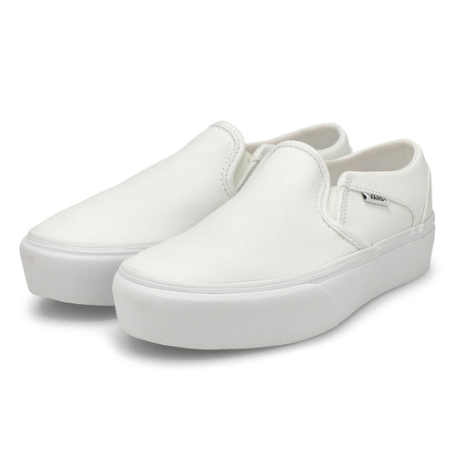 Vans Women's ASHER PLATFORM white slip on sne | SoftMoc.com