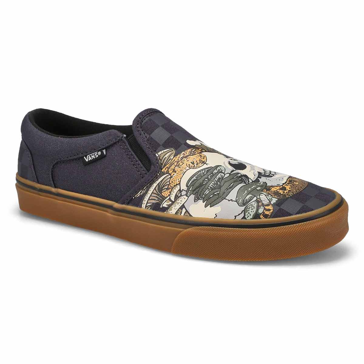 Vans Men's Asher Slip On Sneaker - Charcoal/G | SoftMoc.com