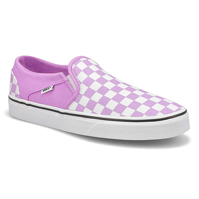 Lds Asher Checker Slip On Sneaker - Lavender