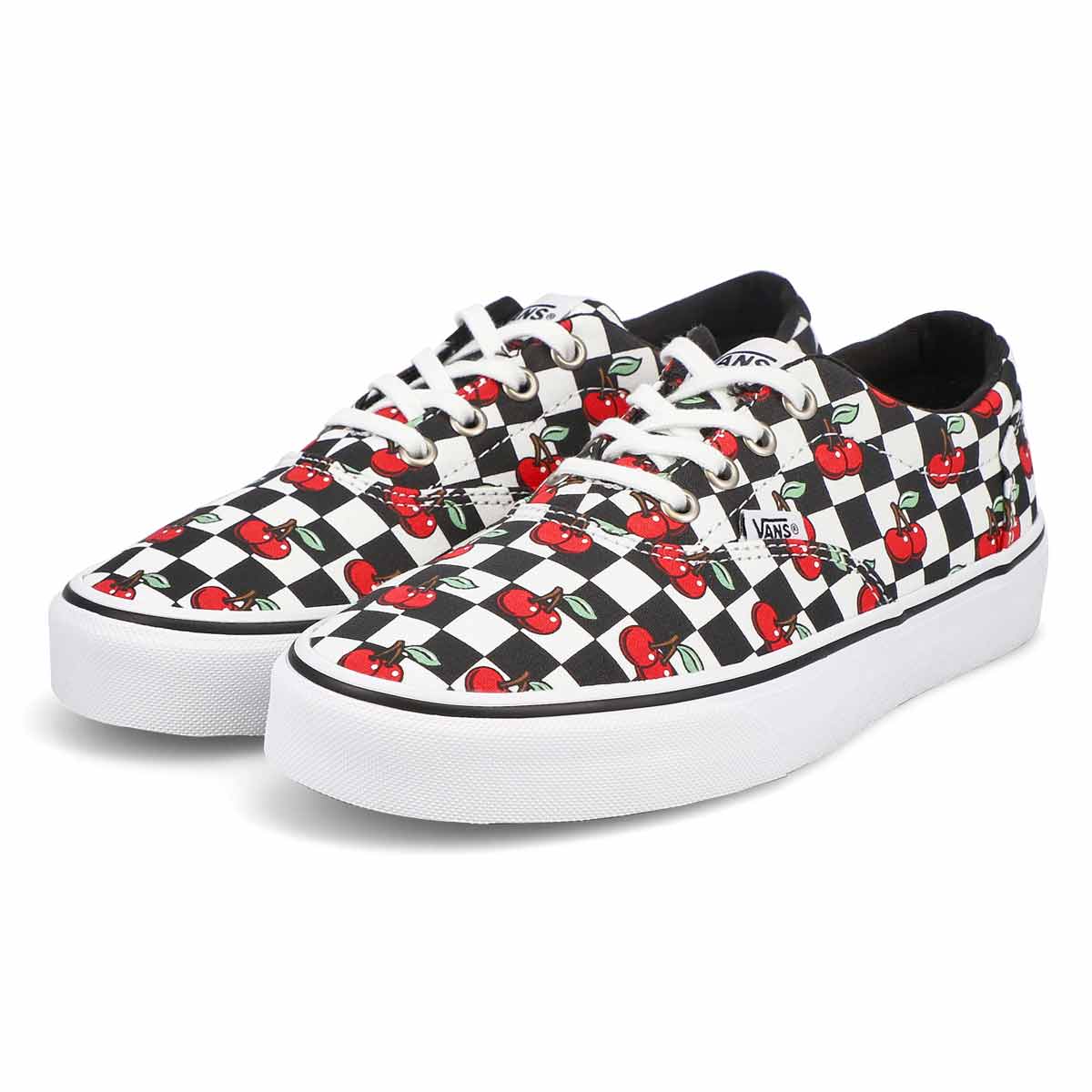 cherry checkerboard slip on vans