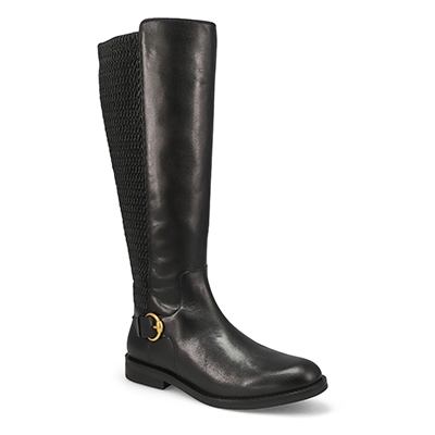 Lds Clover Stretch Leather Tall Riding Boot - Black