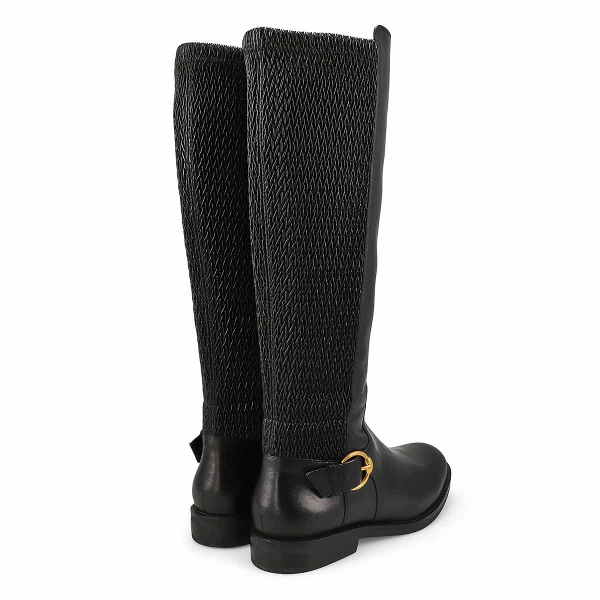 Womens Clover Stretch Leather Tall Riding Boot - Black