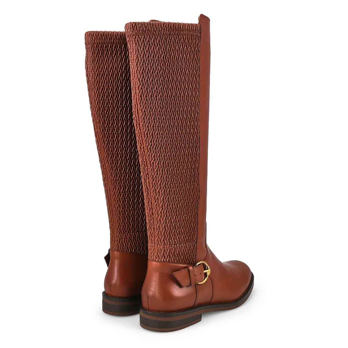 Women's Clover Stretch Leather Tall Riding Boot - Dark Cuoio