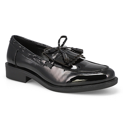 Lds Wendy Tailored Slipon Shawl Loafer - Black Patent