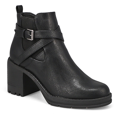 Lds Winnie Heeled Ankle Boot - Black