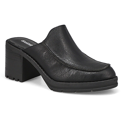 Lds Winona Heeled Slip On Clog - Black